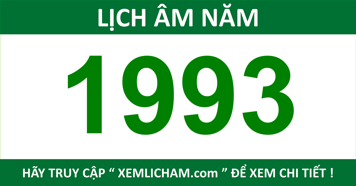 Lịch Âm 1993 Lich Van Nien 1993 Lịch 1993
