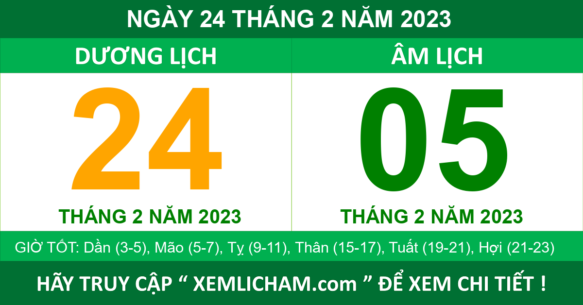 Lịch Âm Ngày 24 Tháng 2 Năm 2023 - Lịch Vạn Niên 24/2/2023