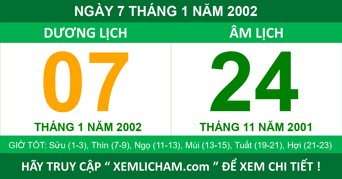 Sinh ngày 7/1/2002 mệnh gì?